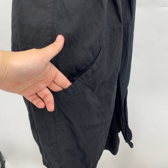 Theory Dress Womens 0 Black Simms Linen Blend Strapless Sash Bow Front Pockets - Picture 5 of 15